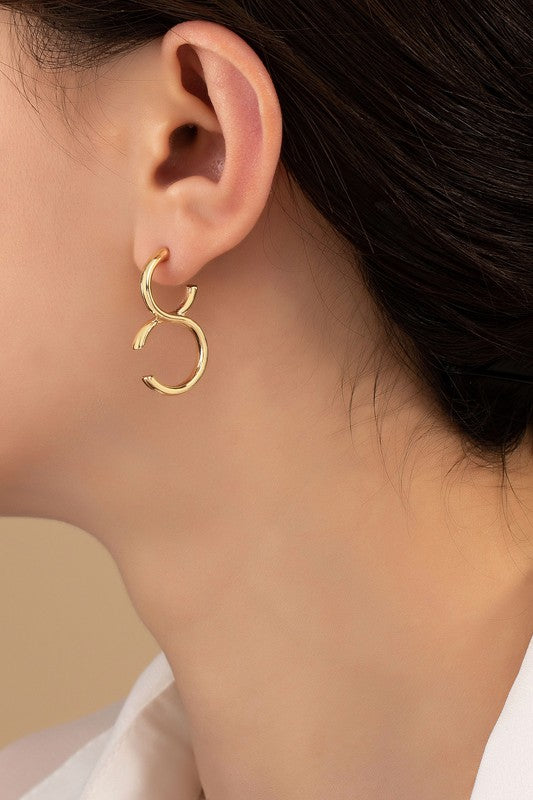 Brass Double C Earrings