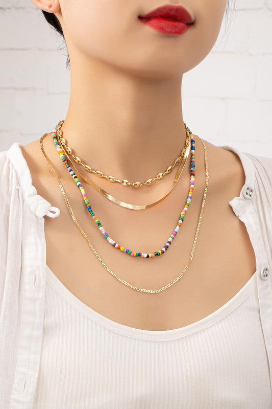 Premium quality 4 layer brass chain necklace