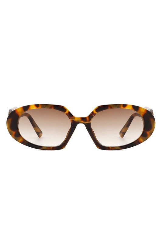 Retro Oval Chic Round Leaf Design Sunglasses