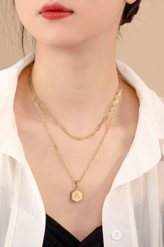 Layered Chain Initial Necklace