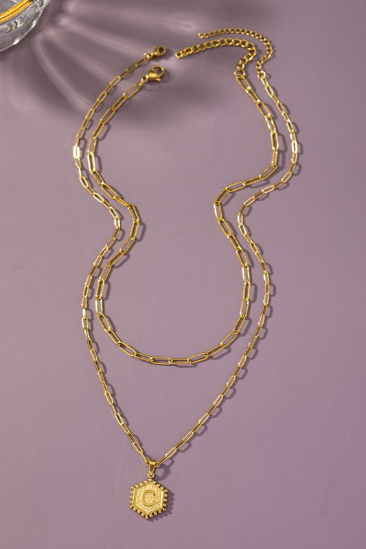 Layered Chain Initial Necklace