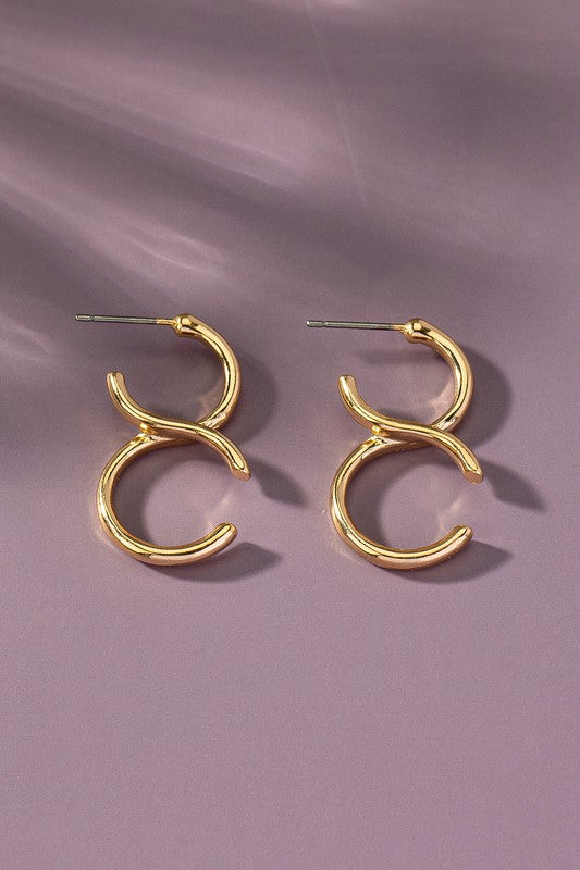 Brass double C hoop earrings