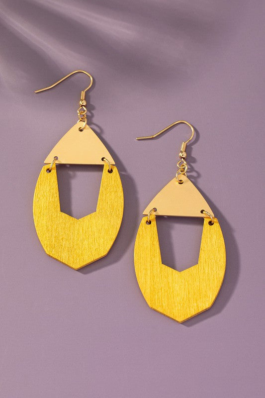 Wood arch drop earrings