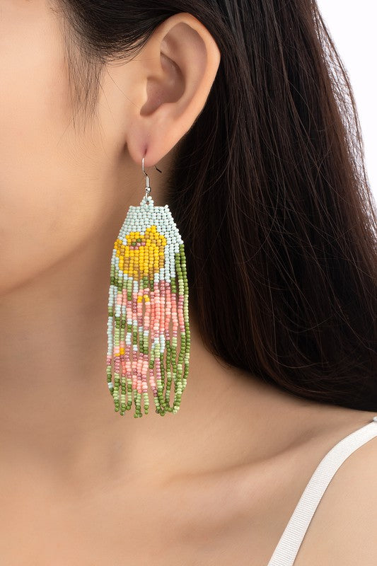 Spring Floral Beaded Earrings