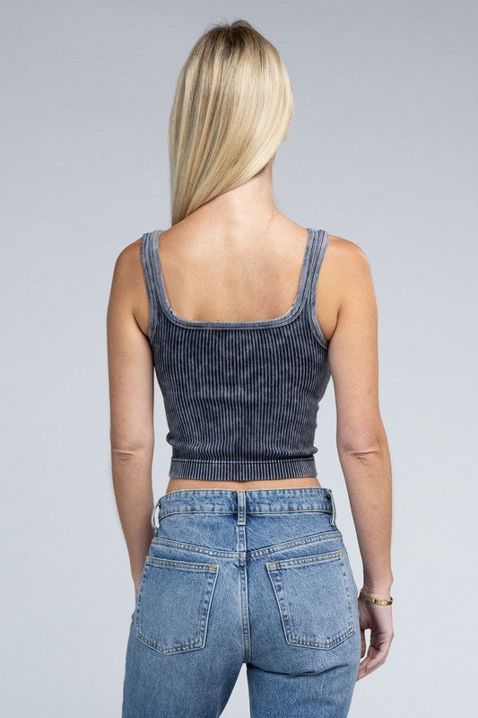 2-Way Washed Cropped Tank Top