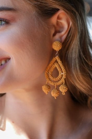Micro Bead Dangle Earrings Jewelry Mustard
